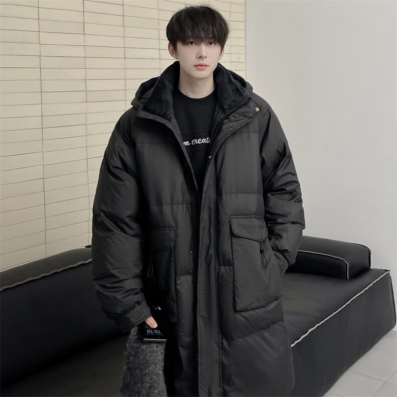 羽绒服男冬季新款港风宽松长款连帽白鸭绒外套YR928-P180(控价208,男装羽绒服,星座214-3