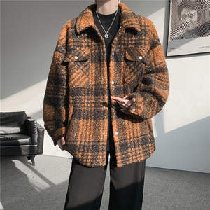 粗花呢格纹棉服复古大码夹棉加厚小香风毛圈格子呢外套LF101特P95图片