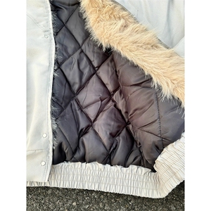 现货高品质美式高街冬季重磅硬挺短款座山雕毛领棉衣男女加厚外套图片