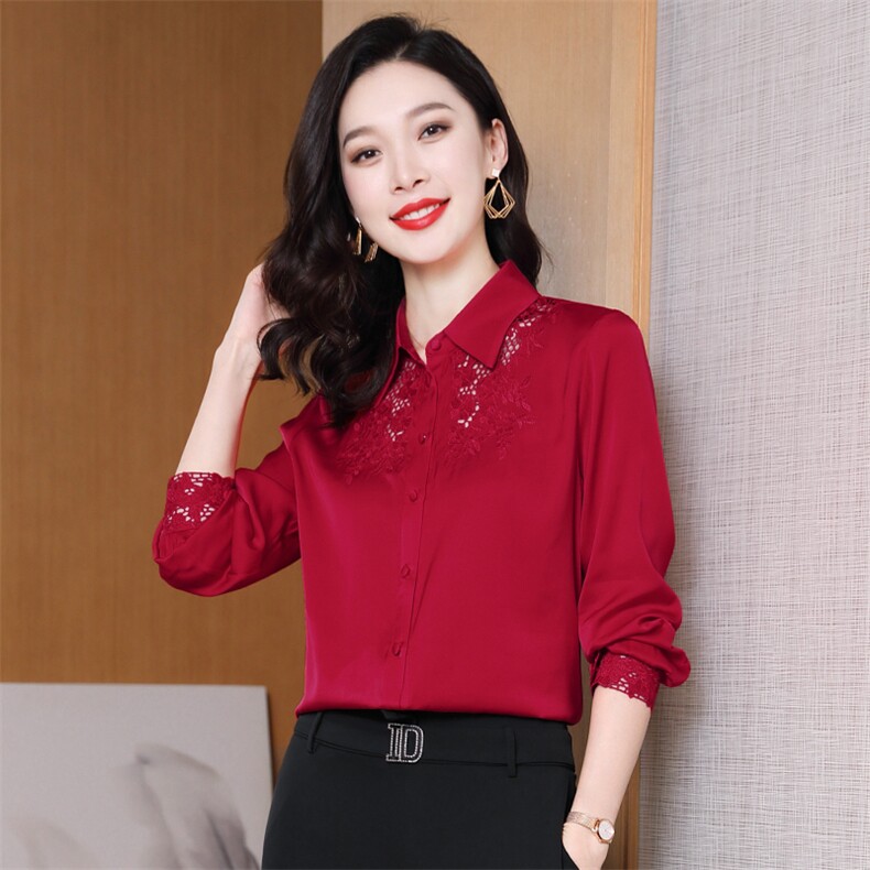 重磅真丝衬衫女长袖2026春秋新款时尚真丝长袖上衣高端刺绣衬衣,女装衬衫,阿舍尔精品