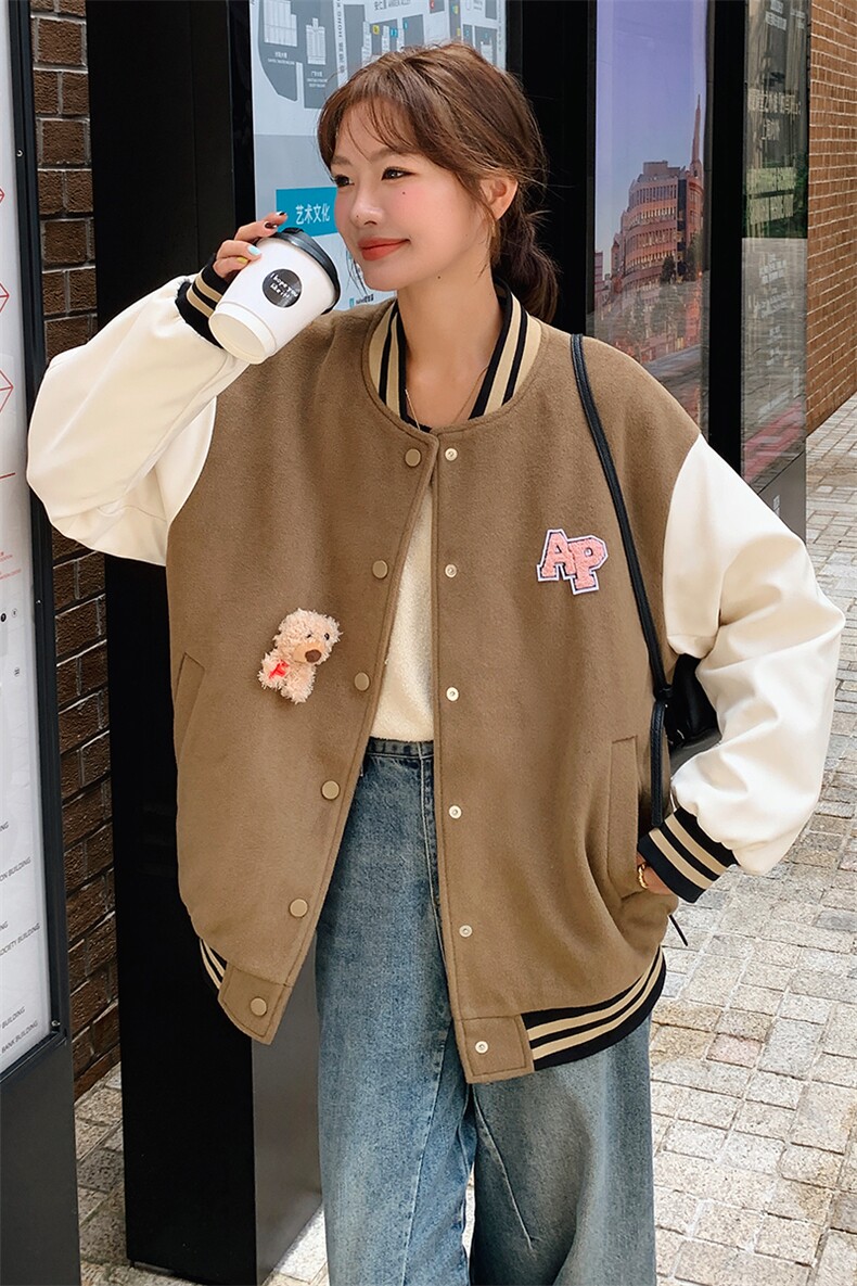 港风复古设计感棒球服外套女春秋2025年新款学院风小个子减龄上衣,女装短外套,天使之佳话
