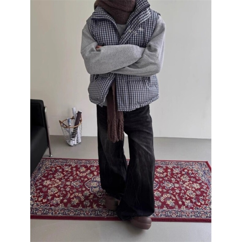 织格子刺绣立领门禁款棉衣棉服马甲外套男女同款MJ913P65,男装背心/马甲,星座1013-5