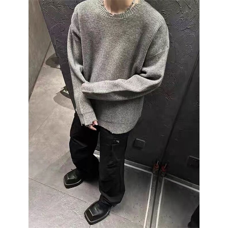 破坏风毛衣男秋冬季潮牌痞帅宽松内搭针织打底衫SW7117,男装T恤,星座516A