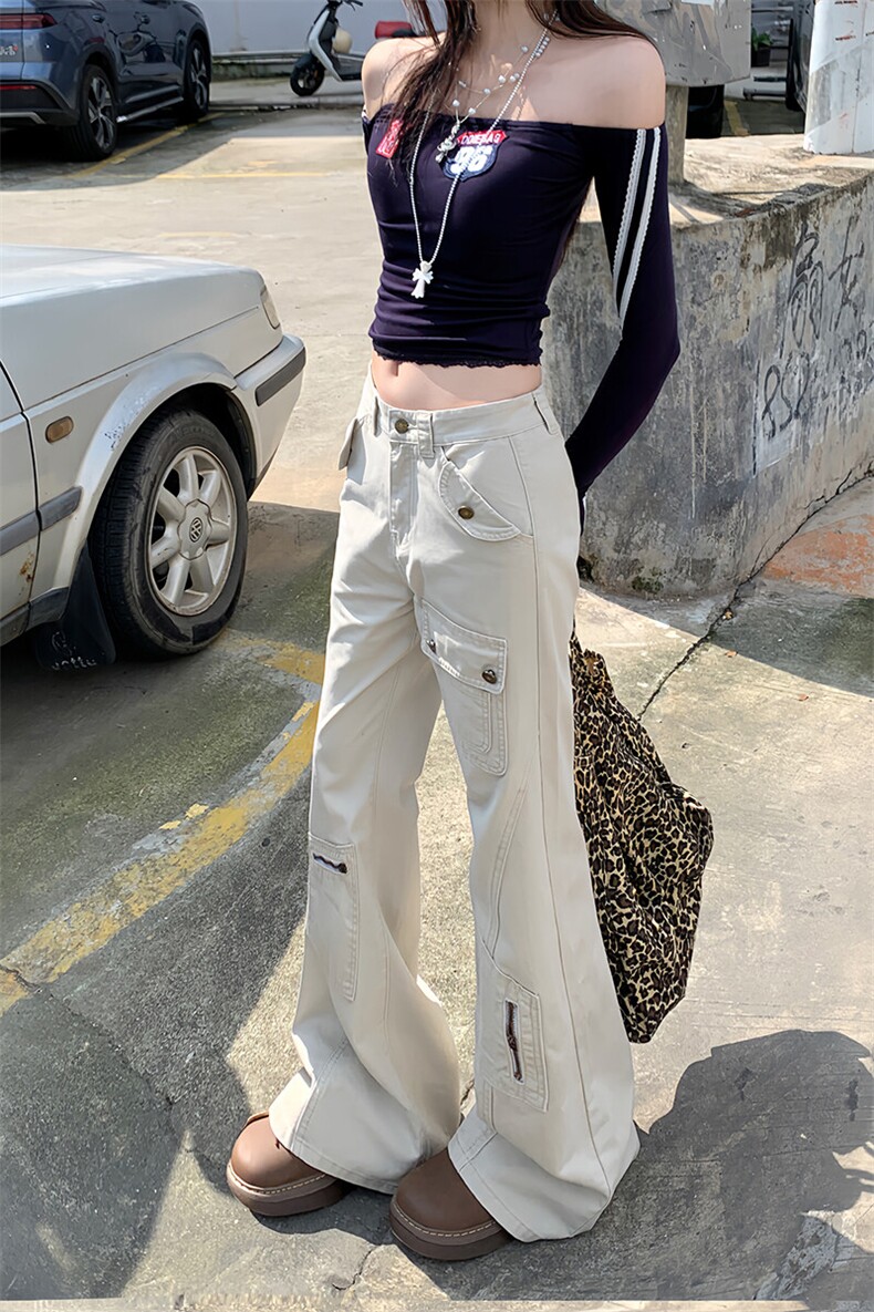 美式工装牛仔裤男女2026春夏低腰直筒宽松阔腿微喇叭裤YD307-P70,男装牛仔裤,星座509