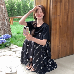 新款 现货主推蝴蝶结碎花假二件连衣裙9836-P115-K168图片