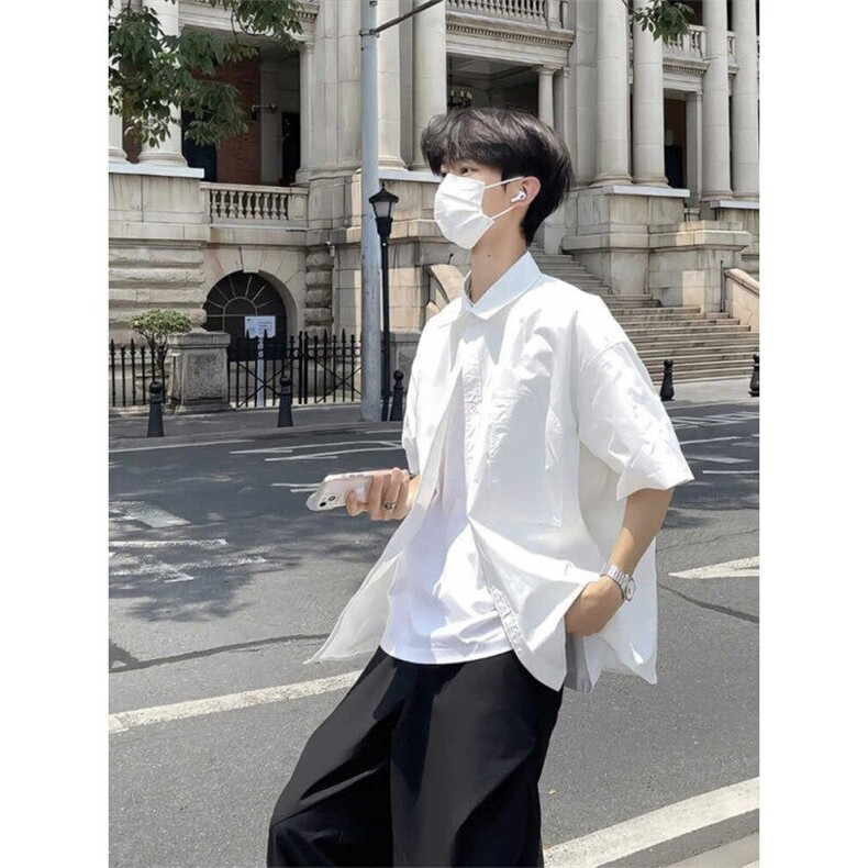 原宿男宽松型气质日系衬衫夏季文艺潮流新款五分袖青春流行CS311,男装T恤,星座1116A（原606A-3）