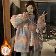 C480-120多巴胺彩色拼接宽松羊羔毛棉服女冬季设计感减龄保暖棉衣，男装棉衣，星座911-2(原星座613-2）