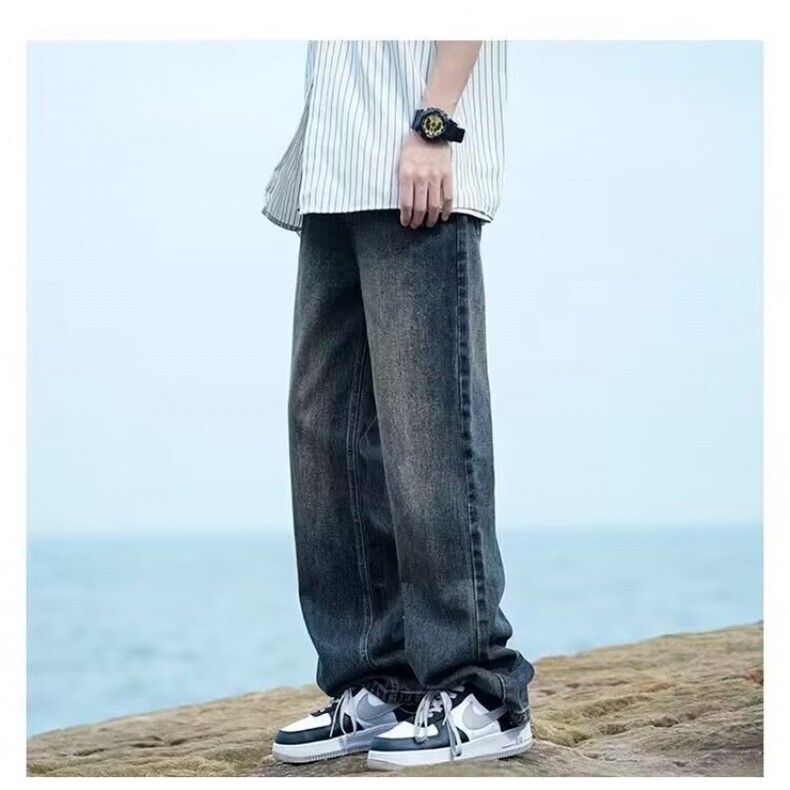 1506/QN1250/P42春秋季牛仔裤男士直筒宽松弹力潮牌阔腿长裤子,男装牛仔裤,星座1506