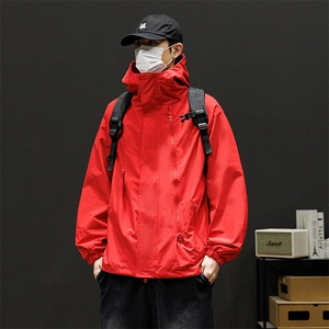 秋季防水户外冲锋衣男连帽情侣款夹克拉链外套潮A266-JK8018-P45图片