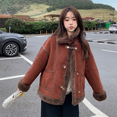 25冬装新款火焰复合皮袢金属扣袢皮毛一体女182A-8589P195K288，女装皮草，浙宝182A