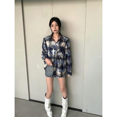 【有货】cleanfit扎染格子衬衫男设计感高级感衬衣C3002HH-特P50，男装衬衫，星座1007（原301D）