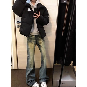 牛仔裤新款男秋款直筒宽松高街裤子潮牌小众设计感长裤L91500-P49图片