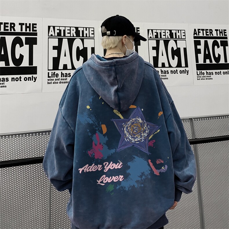 新图爆秋冬重磅水洗连帽卫衣美式大码男衣服XZ517A-3-WL3606-P68，男装卫衣，星座517A-3