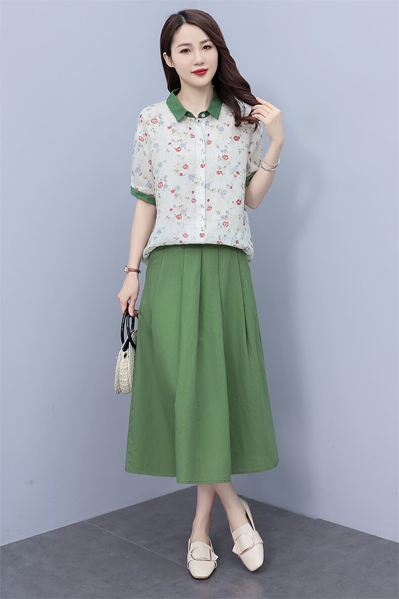 条纹棉麻连衣裙女夏季薄款2025新款女装高端遮肉亚麻套装裙两件套,女装套装/套裙,凝聚力