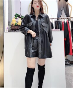 水洗皮拼针织图片