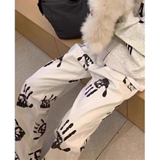 高街潮牌痞帅手掌印花夏季牛仔裤男女hiphop炸街微喇长裤K3310，男装牛仔裤，星座1116A（原606A-3）