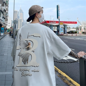B239-1202-P28 欧美式 天使字母创意印花 夏季高克重半袖 短袖t恤图片