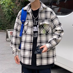 小香风翻领外套男2023秋季韩版潮流帅气港风宽松夹克 W2875-P60图片