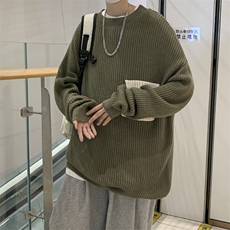 小众设计感口袋拼接撞色毛衣男潮流时尚套头圆领针织衫M744，男装针织衫/毛衣，星座1116A-1（原606A）