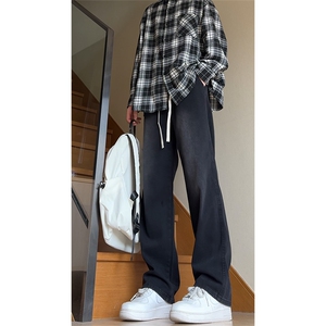 美式cleanfit复古水洗垂感宽松抽绳阔腿牛仔裤K1130-特P42 控68图片