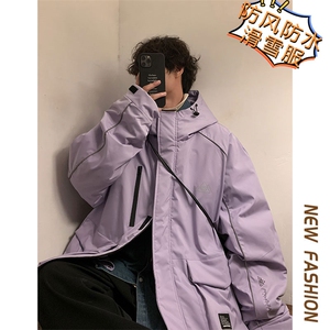 24冬季防水防风防寒滑雪服男单板双板反光条保暖时尚外套M69-P170图片