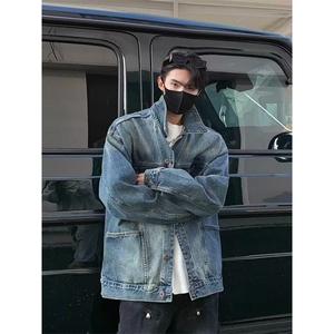 得物二开 美式水洗做旧牛仔外套男复古显瘦夹克牛仔衣JK1291-P72图片