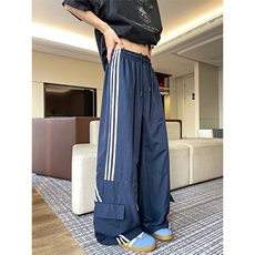M-8XL春夏条纹工装裤大码三条杠运动裤直筒长裤休闲裤KZ1952/P55，男装休闲裤，电商B238