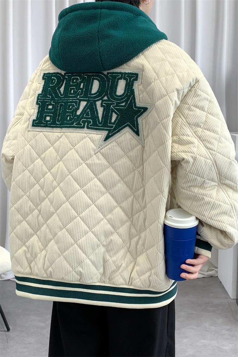 冬款港风加棉加厚运动棉服假两件连帽外套男士8135-P140控价178,男装棉衣,电商A441-1