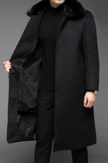 S8707冬季新款毛呢大衣男可脱卸毛里长款羊毛外套风衣P280，男装毛呢大衣，电商B360