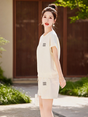 宽松减龄运动套装女夏欧货2025新款设计感休闲上衣阔腿短款两件套，女装套装/套裙，鑫慧