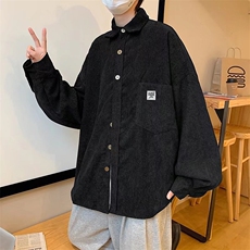 克莱因蓝外套男生复古宽松港风日系灯芯绒衬衫C15P36，男装衬衫，星座1116-2