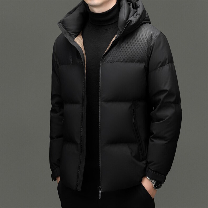 男装面包羽绒服YR8811新品主推90绒子拼接提花格面料实体品质,男装羽绒服,钱塘207-1