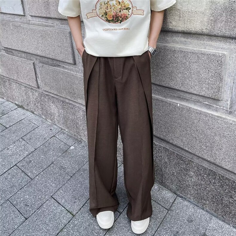 新款日系垂感坠感小众设计感立体裁剪阔腿裤堆叠西裤男28366-p43,男装西裤,星座1008