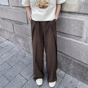 新款日系垂感坠感小众设计感立体裁剪阔腿裤堆叠西裤男 28366-p43图片