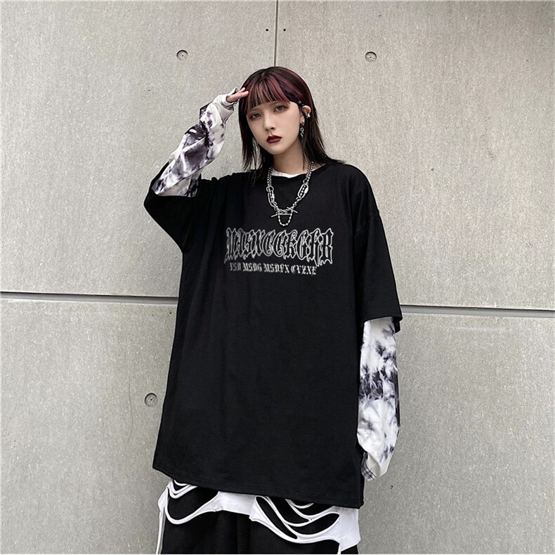 长袖秋款美式街头复古印花设计感个性泼墨扎染假两件上衣E689-P45,男装卫衣,星座911-2(原星座613-2）