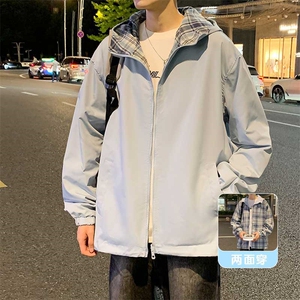 特批65 春秋新款双面穿格子夹克外套男女同款连帽夹克外套 JK2459图片