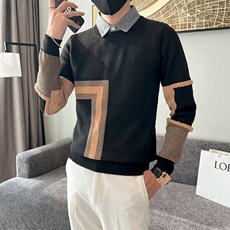 假两件衬衫领毛衣秋冬男士轻熟风休闲线衣Y3347P65，男装针织衫/毛衣，星座1116-2