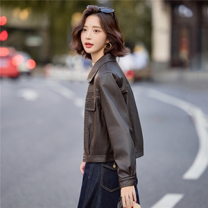 Bao款[加单的]女2026高级感复古休闲气质酷飒PU皮加绒夹克上衣图片