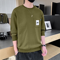 M-8XL秋季大码胖男生时尚休闲圆领拼接印花卫衣男59，男装卫衣，星座209