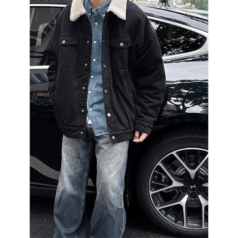 现货加绒牛仔棉服男冬季棉衣外套羊羔绒翻领夹克毛领MY1089-P110,男装夹克,星座1103-3
