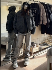 美式hiphop烟灰色毛边修身直筒显瘦牛仔裤痞帅高街，男装牛仔裤，星座310A-4