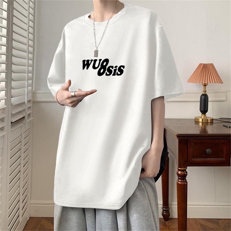 可设48小时发货支持抖音得物来样二开240克重磅美式麂皮绒短袖t恤，男装T恤，电商A486