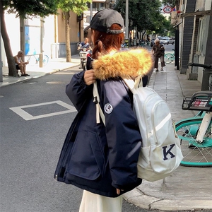 【升级款】派克服工装羽绒棉服oversize面包服外套Y902-P110网图图片