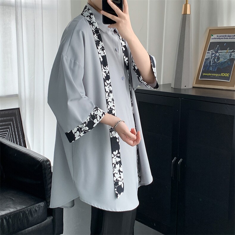 配领带910A-C1028-P45控59夏中性休闲情侣仙气痞帅七分袖衬衫,男装衬衫,星座910A