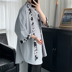 配领带910A-C1028-P45控59夏中性休闲情侣仙气痞帅七分袖衬衫，男装衬衫，星座910A