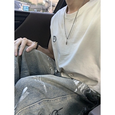 【有货】涂鸦牛仔裤男夏季美式复古vibe裤子高街直筒T1732LL特P48，男装牛仔裤，星座1007（原301D）