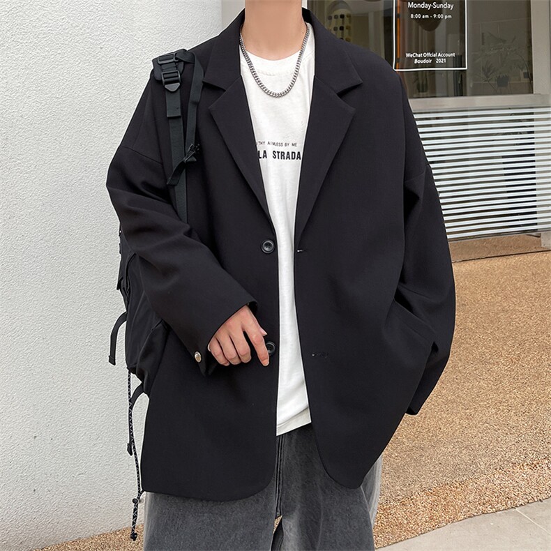港风秋季轻奢西装男帅气高级感雅痞西服休闲宽松外套A071-X07-P85，男装西服套装，电商A071
