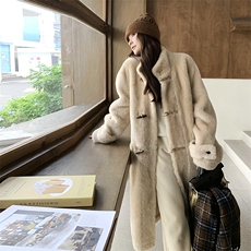 【有大货】2025冬皮毛一体长款毛绒大衣外套2C372-9058-P255控368，女装毛呢外套，2C372