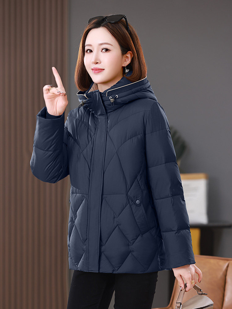 2025年冬装新款撞色连帽中长款棉衣外套女,女装棉衣/棉服,雪樱依海