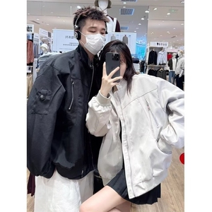 立领工装飞行员夹克男春秋新款美式复古宽松拉链设计感棒球服外套图片